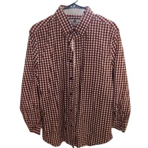 English Laundry Rare Red and White Cheker Long-sleeved Button Down Dress Shirt